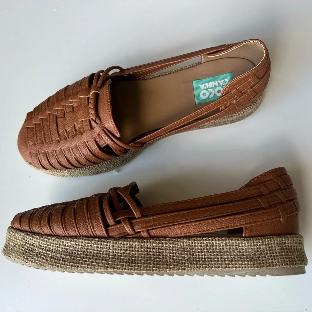 Coco Canela Women's Woven Brown Loafers Espadrille Flat Shoes Size 9